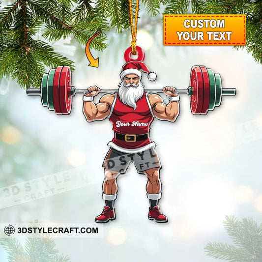 Weightlifting Santa Home Decor Christmas Ornament Personalized Ornament 3.54’’ / 1 Ornament Ornament