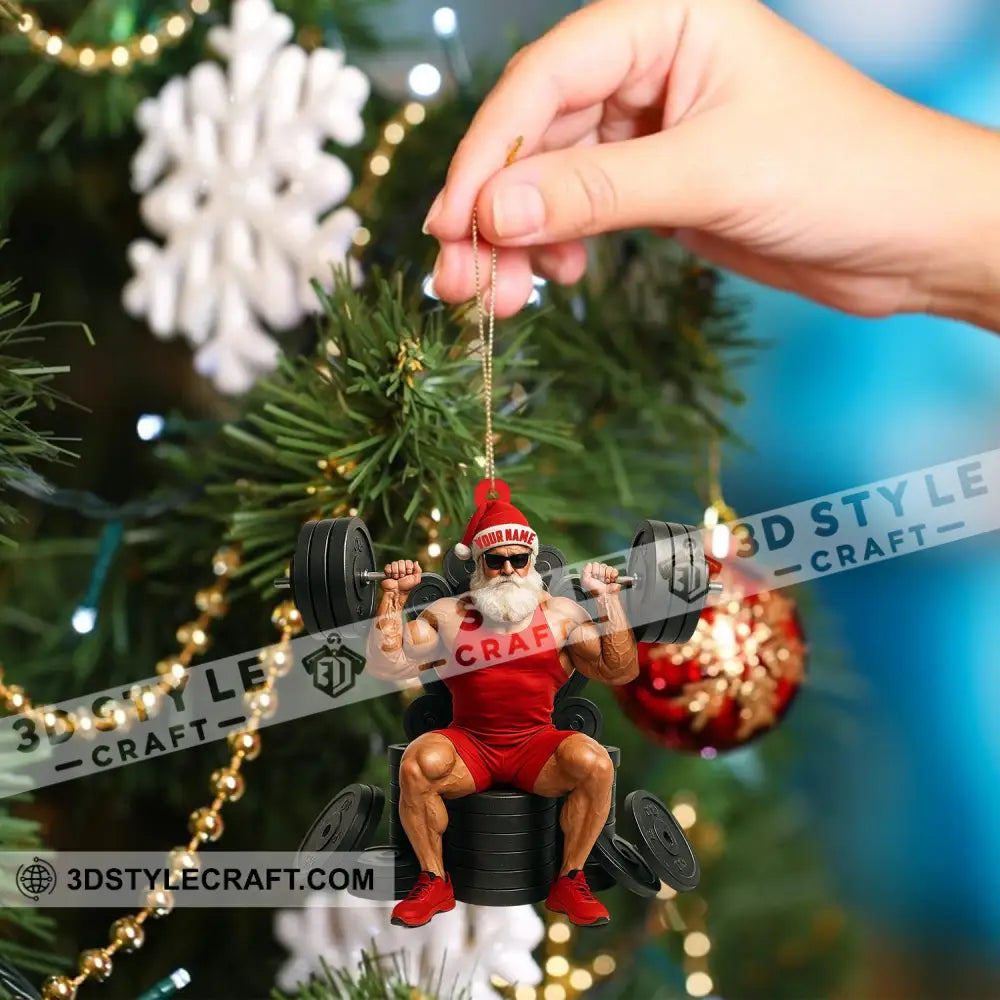 Weightlifting Santa Home Decor Christmas Ornament Personalized Ornament Ornament