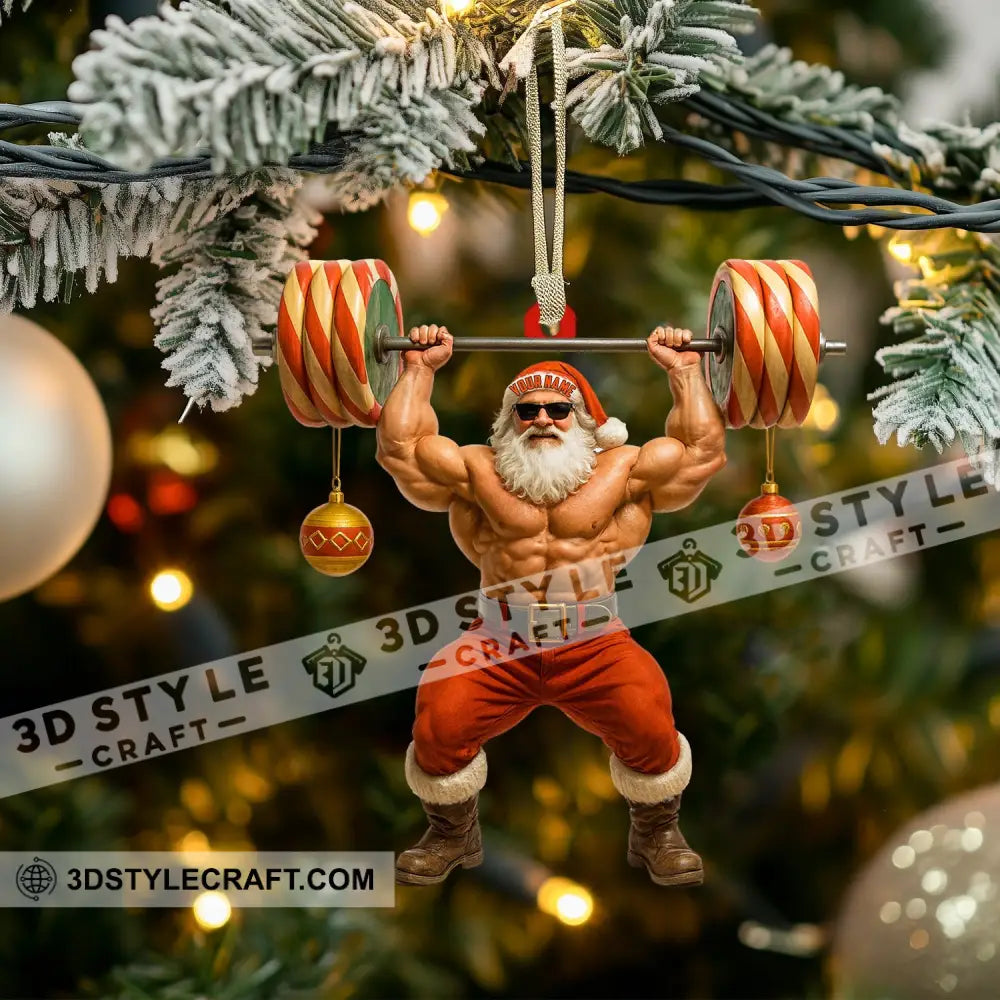Weightlifting Santa Home Decor Christmas Ornament Personalized Ornament Ornament