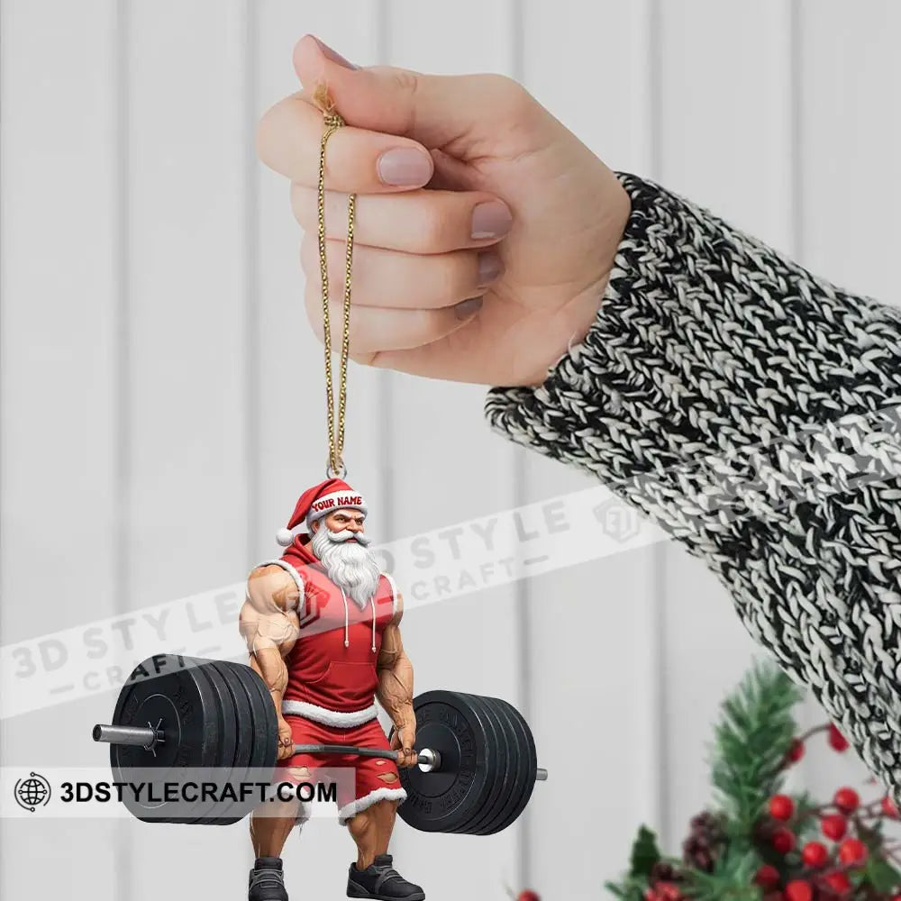 Weightlifting Santa Home Decor Christmas Ornament Personalized Ornament Ornament