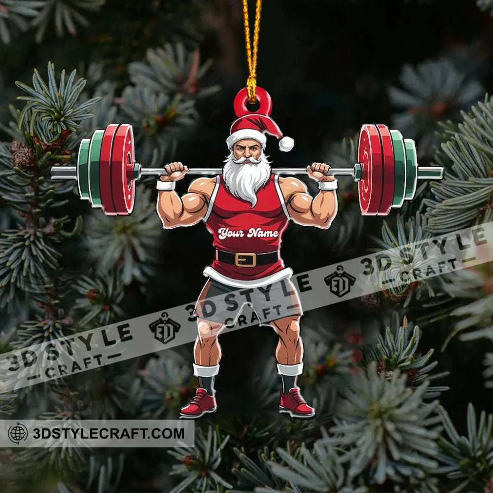 Weightlifting Santa Home Decor Christmas Ornament Personalized Ornament Ornament