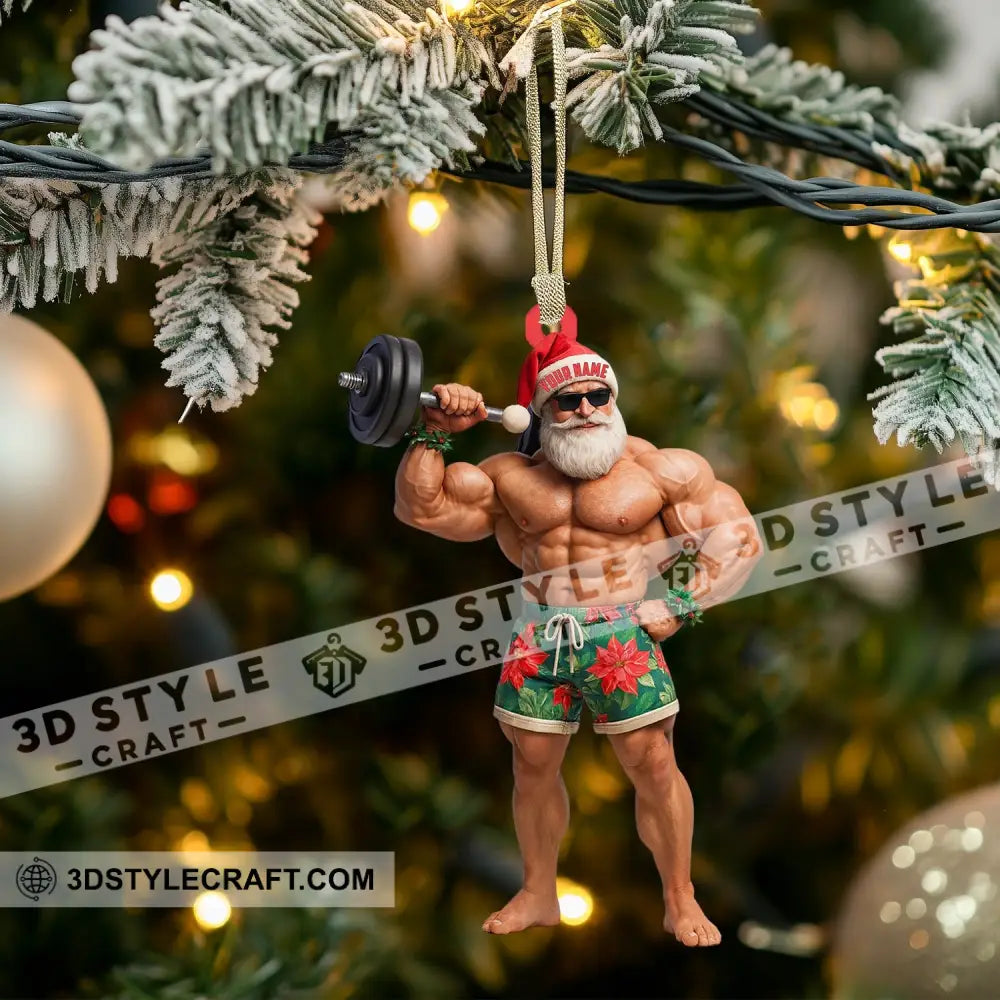 Weightlifting Santa Home Decor Christmas Ornament Personalized Ornament Ornament