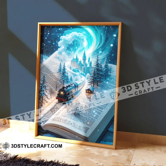 Winter Hogwarts Express, Home Decor Gift, Canvas, Poster style option 1