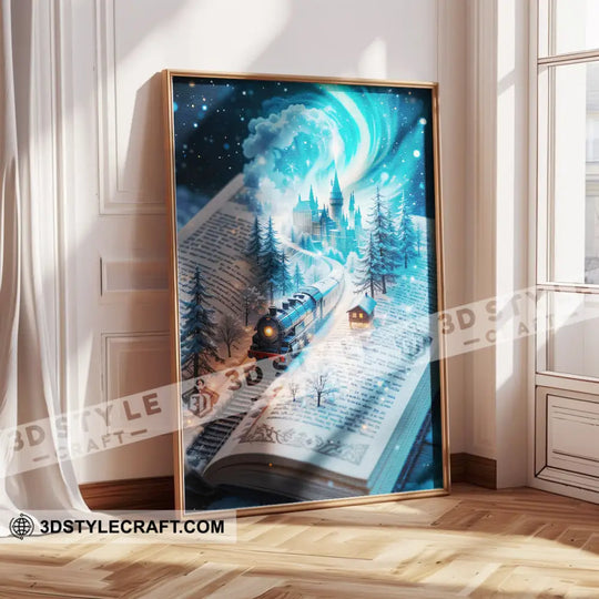 Winter Hogwarts Express, Home Decor Gift, Canvas, Poster style option 2