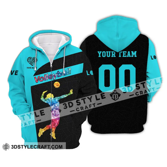 Woman Shirt, Custom Name and Number Volleyball Shirt, Volleyball Hoodie, T-Shirt for Volleyball Team, Gift for Volleyball Players style option 2
