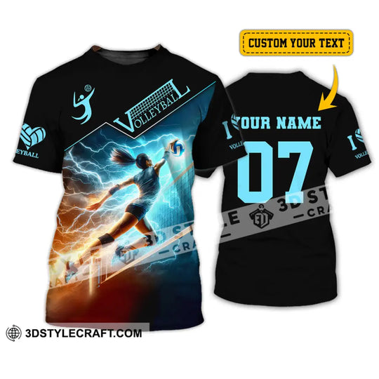 Woman Shirt, Custom Name and Number Volleyball T-Shirt, Volleyball Hoodie Long Sleeve Shirt , Gift for Volleyball Lovers style option 1
