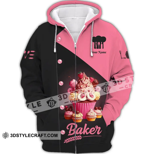 Woman Shirt, Custom Name Bakery Shirt, Baker Shirt, Pink Cake, Bakery Chef Apparel, Baking Lovers Gift style option 3
