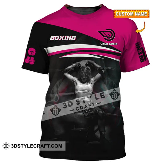 Woman Shirt, Custom Name Boxing Shirt, Boxing Long Sleeve, Boxing T-Shirt style option 1