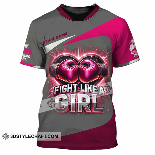 Woman Shirt, Custom Name Boxing Shirt, Boxing Polo Long Sleeve Shirt style option 2