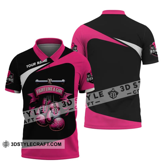 Woman Shirt, Custom Name Boxing T-Shirt, Boxing Hoodie Polo Shirt, Gift for Boxing Lover style option 4