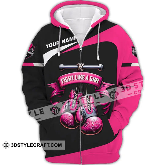 Woman Shirt, Custom Name Boxing T-Shirt, Boxing Hoodie Polo Shirt, Gift for Boxing Lover style option 3