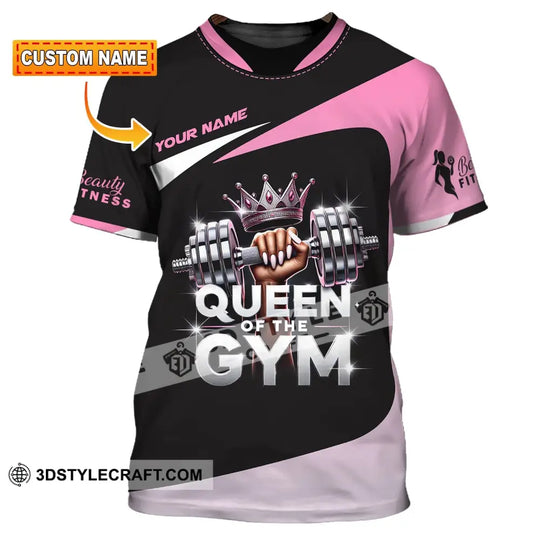 Woman Shirt, Custom Name Gym Shirt, Queen Of The Gym T-Shirt style option 1
