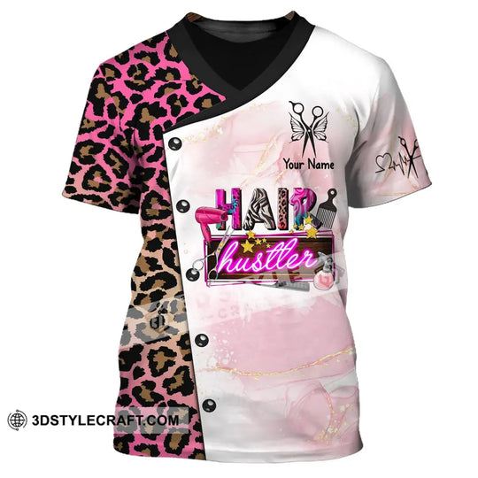 Woman Shirt, Custom Name Hairdresser Shirt, Hairstylist Apparel, Hair Hustler, T-Shirt For Barber Shop style option 2