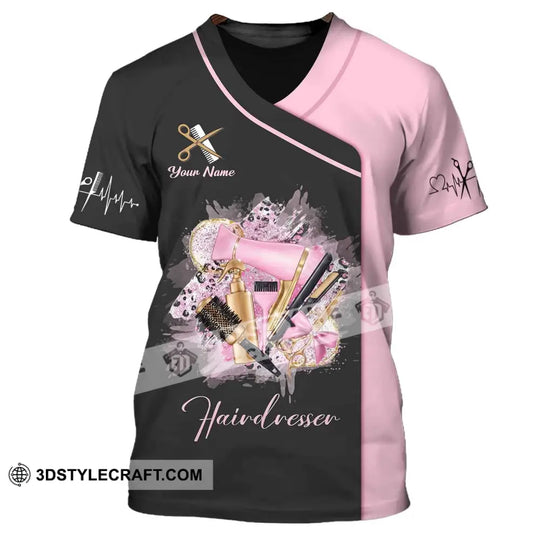 Woman Shirt, Custom Name Hairdresser Shirt, Hairstylist Apparel, T-Shirt For Barber Shop style option 2