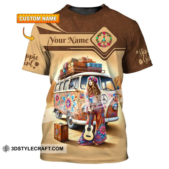 Woman Shirt, Custom Name Hippie T-Shirt, Hippie Hoodie Long Sleeve Shirt, Retro Hippie Clothing style option 1