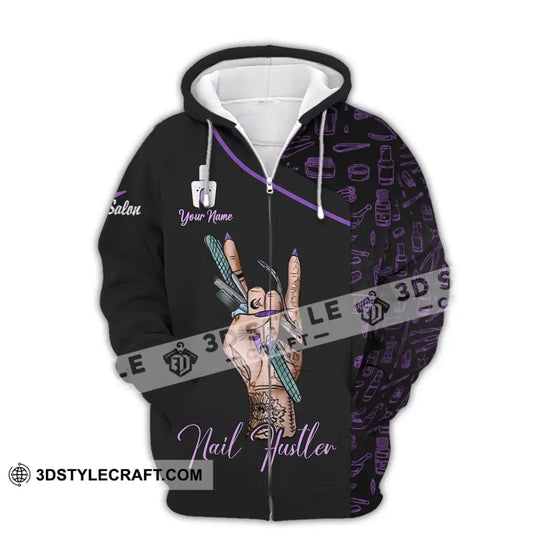 Woman Shirt, Custom Name Nail Artist Shirt, Nail Hustler, Nail Salon T-Shirt style option 3
