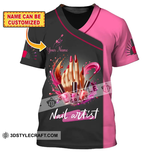 Woman Shirt, Custom Name Nail Artist Shirt, T-Shirt for Nail Shop, Nail Artist Uniform, Gift for Nail Artist style option 1