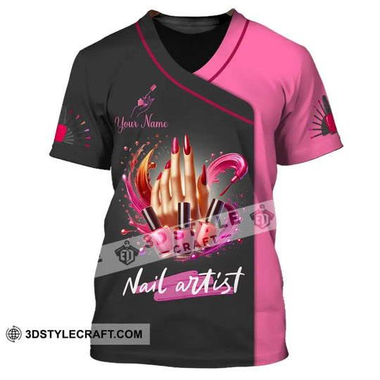 Woman Shirt, Custom Name Nail Artist Shirt, T-Shirt for Nail Shop, Nail Artist Uniform, Gift for Nail Artist style option 2