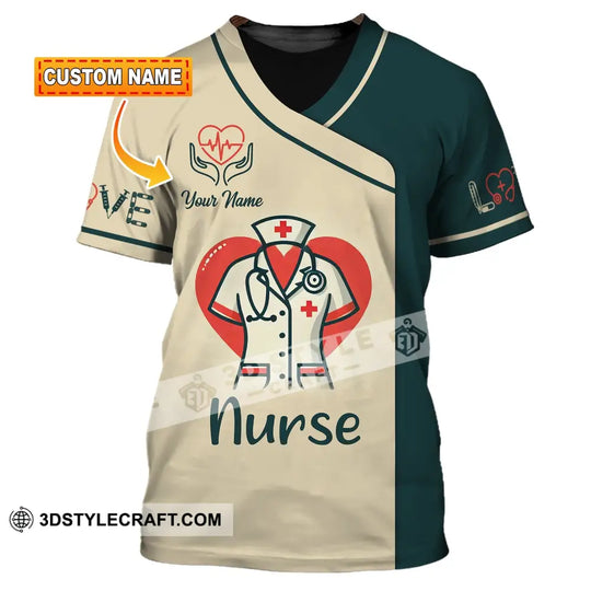 Woman Shirt, Custom Name Nurse Shirt, Nurse Polo Long Sleeve, Nurse Love T-Shirt style option 1