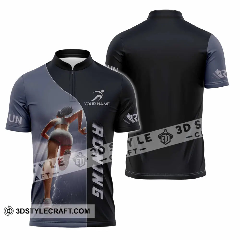 Women Shirt - Custom Running Sport Shirt Zipper Polo Shirt / S T-shirt